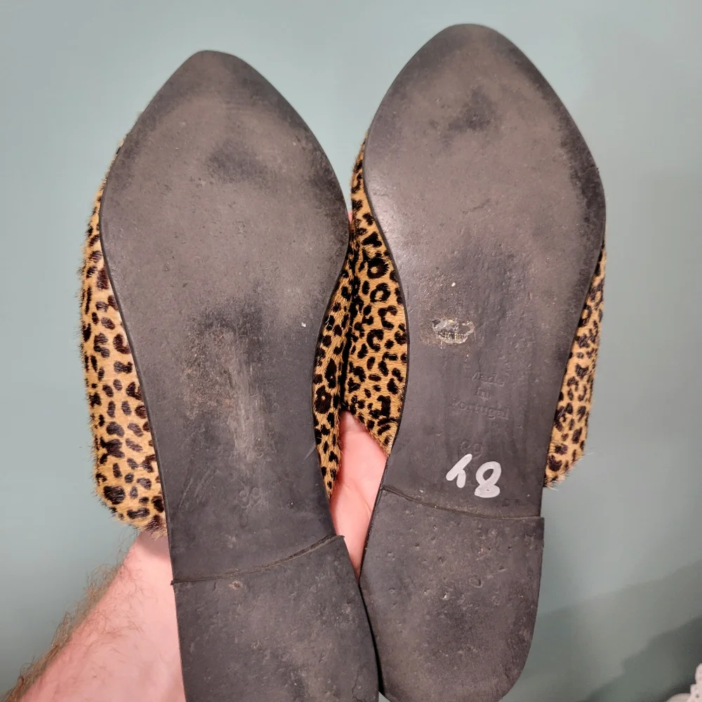 Ivylee Dea Pointed Toe Calf Hair Mobwife Cheetah Print Mules Size 39 - Picture 3 of 3